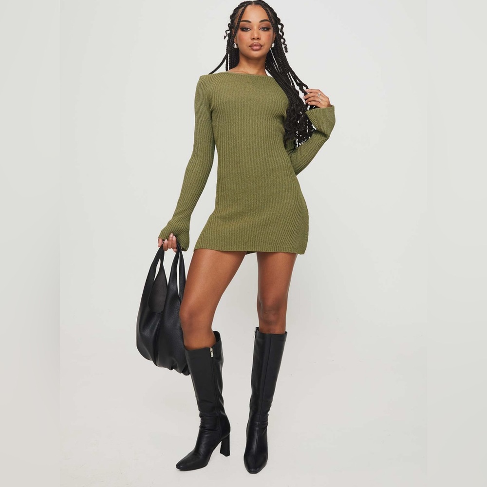 Princess Polly Olive Long Sleeve Dress
